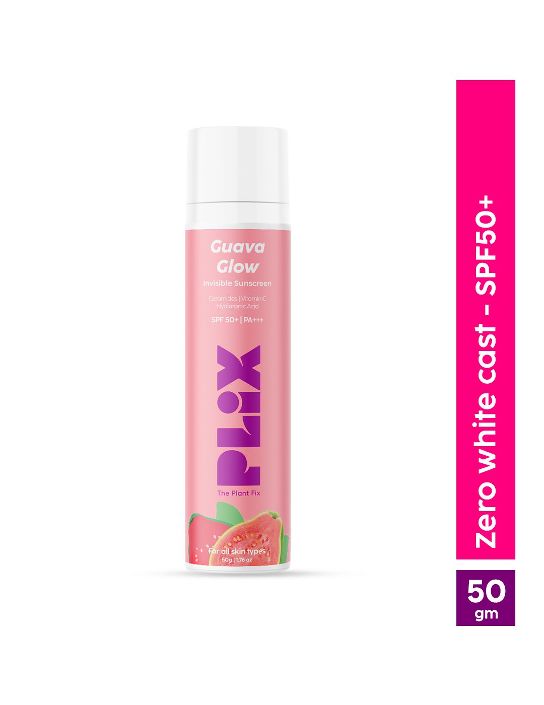 PLIX THE PLANT FIX Guava Glow Invisible Sunscreen Gel SPF50+ PA+++ with Ceramides - 50g