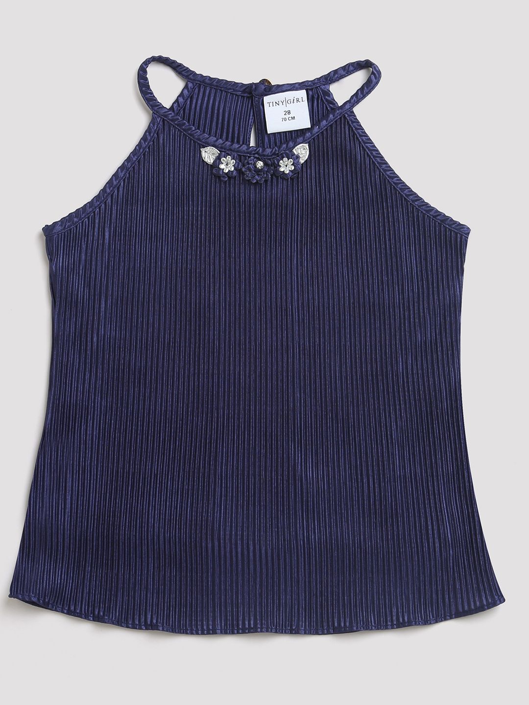 Tiny Girls Striped Gathered Or Pleated Detail Regular Top