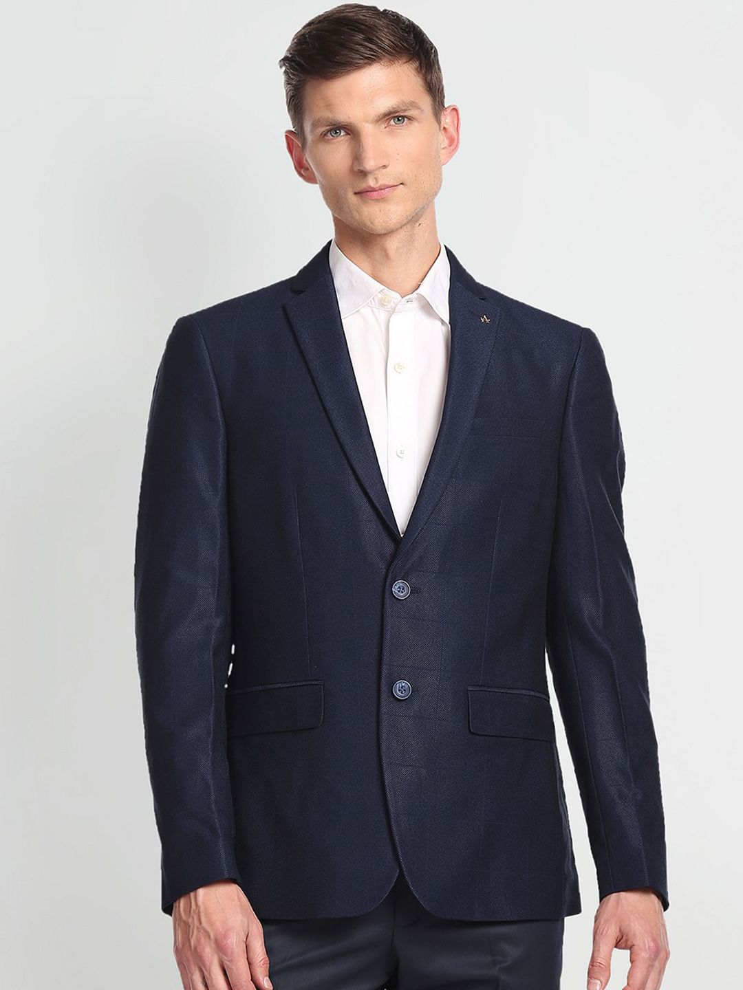 Arrow Self-Design Single Breasted Formal Blazer