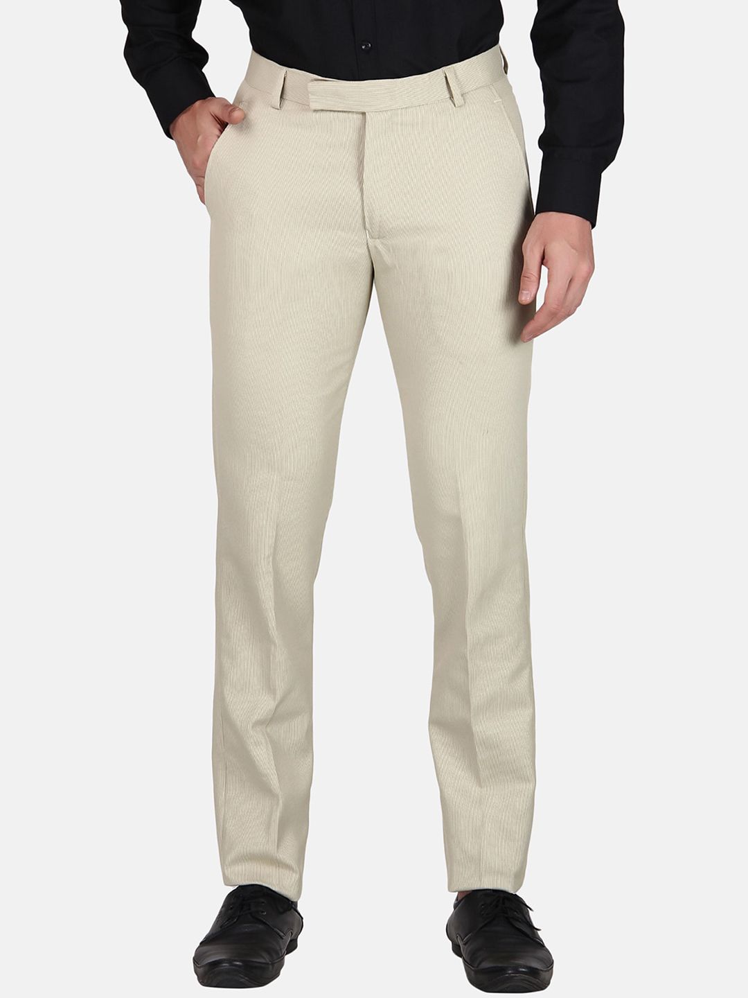 TrulyFeb Men Mid-Rise Slim Fit Formal Trousers