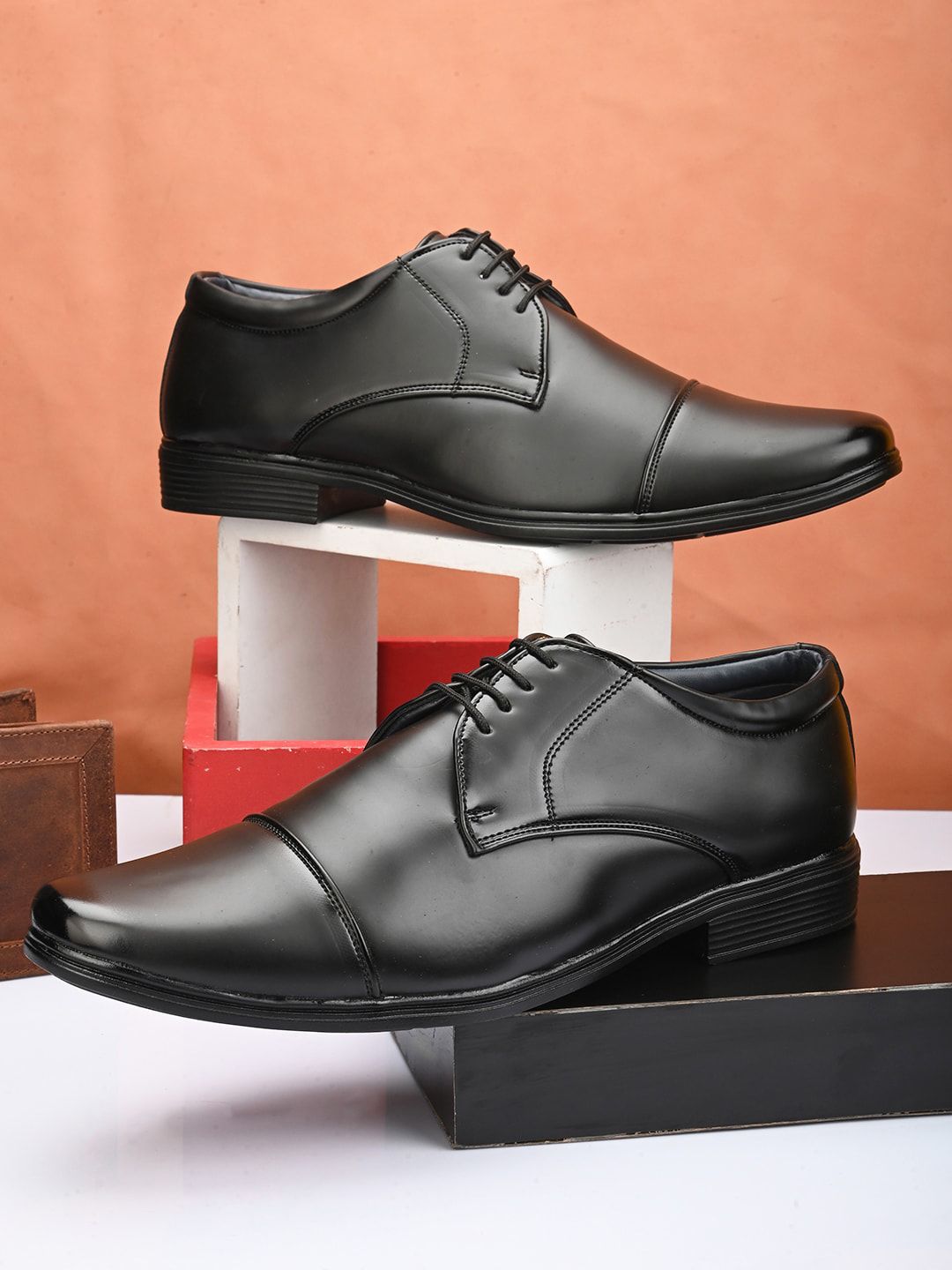 HERE&NOW Men Black Lace Ups Formal Oxford