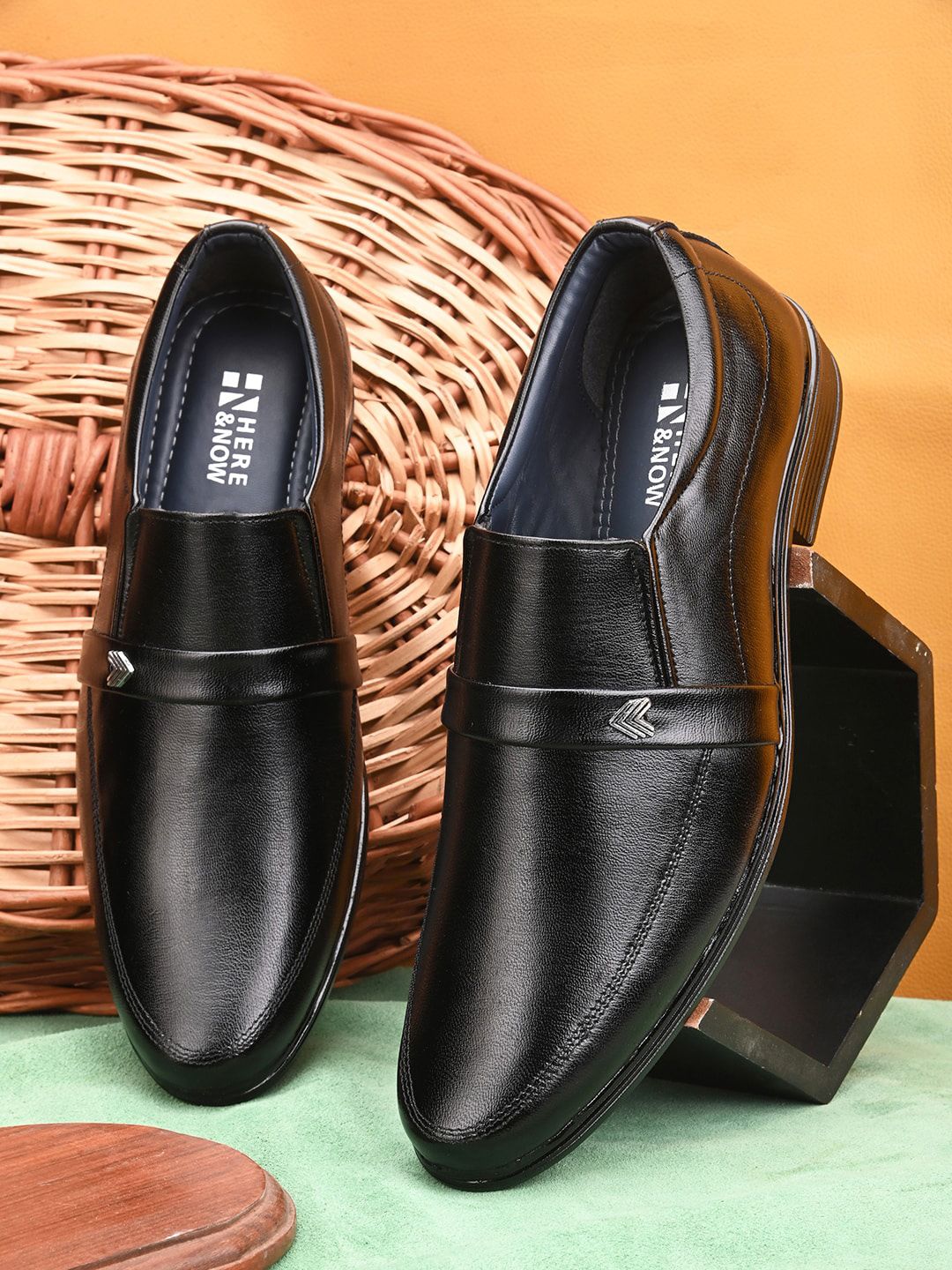 HERE&NOW Men Black Slip-On Formal Loafer