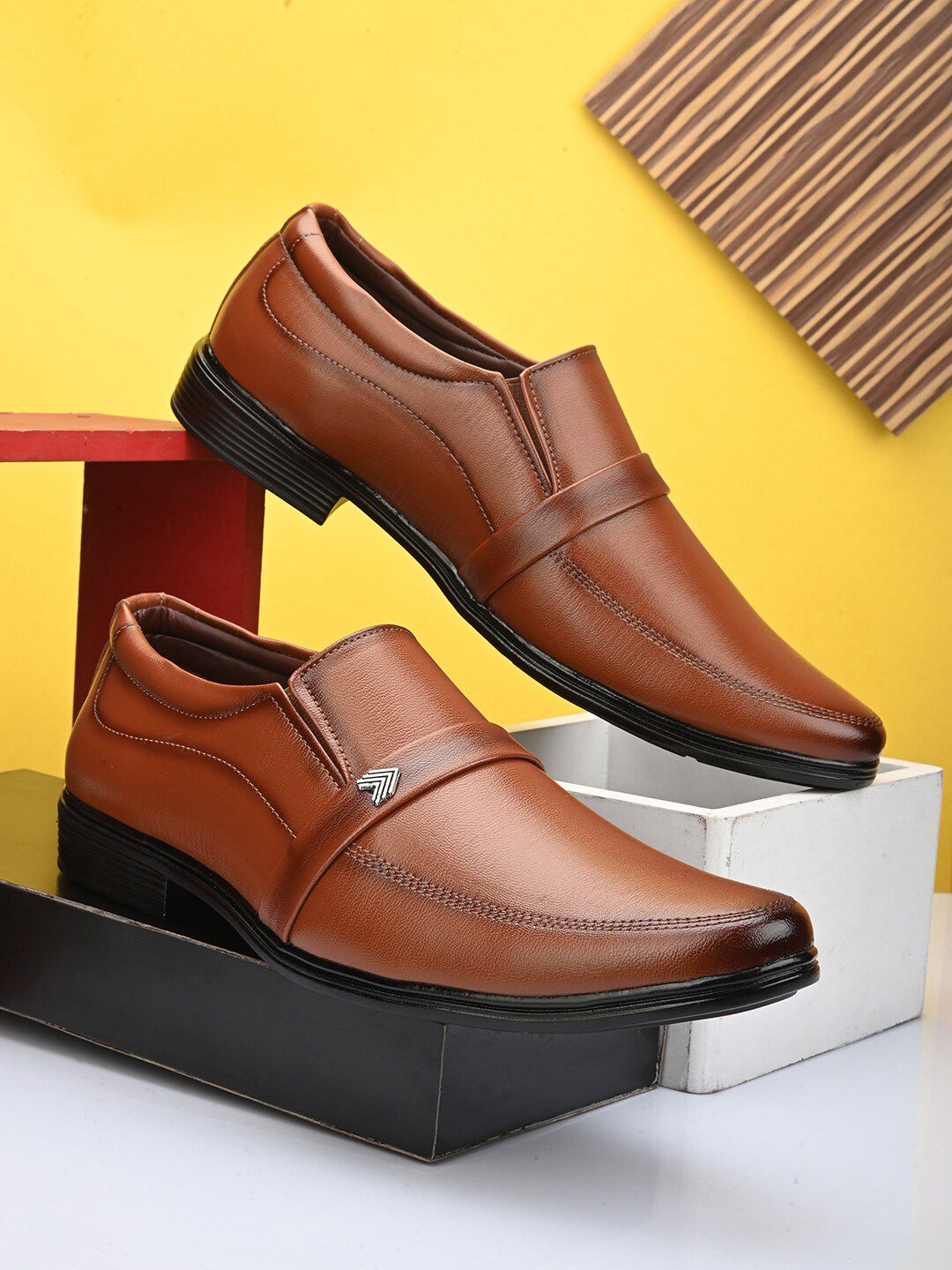 HERE&NOW Men Tan Slip-On Formal Loafer