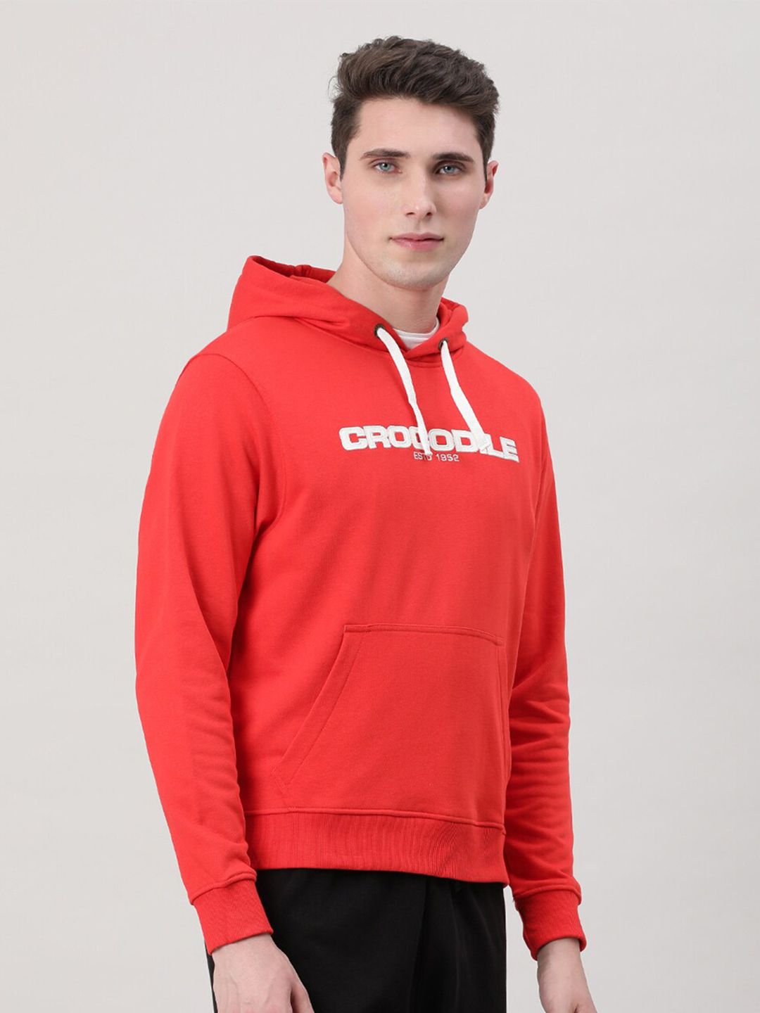 Buy Crocodile Brand Logo Printed Hooded Cotton Sweatshirt