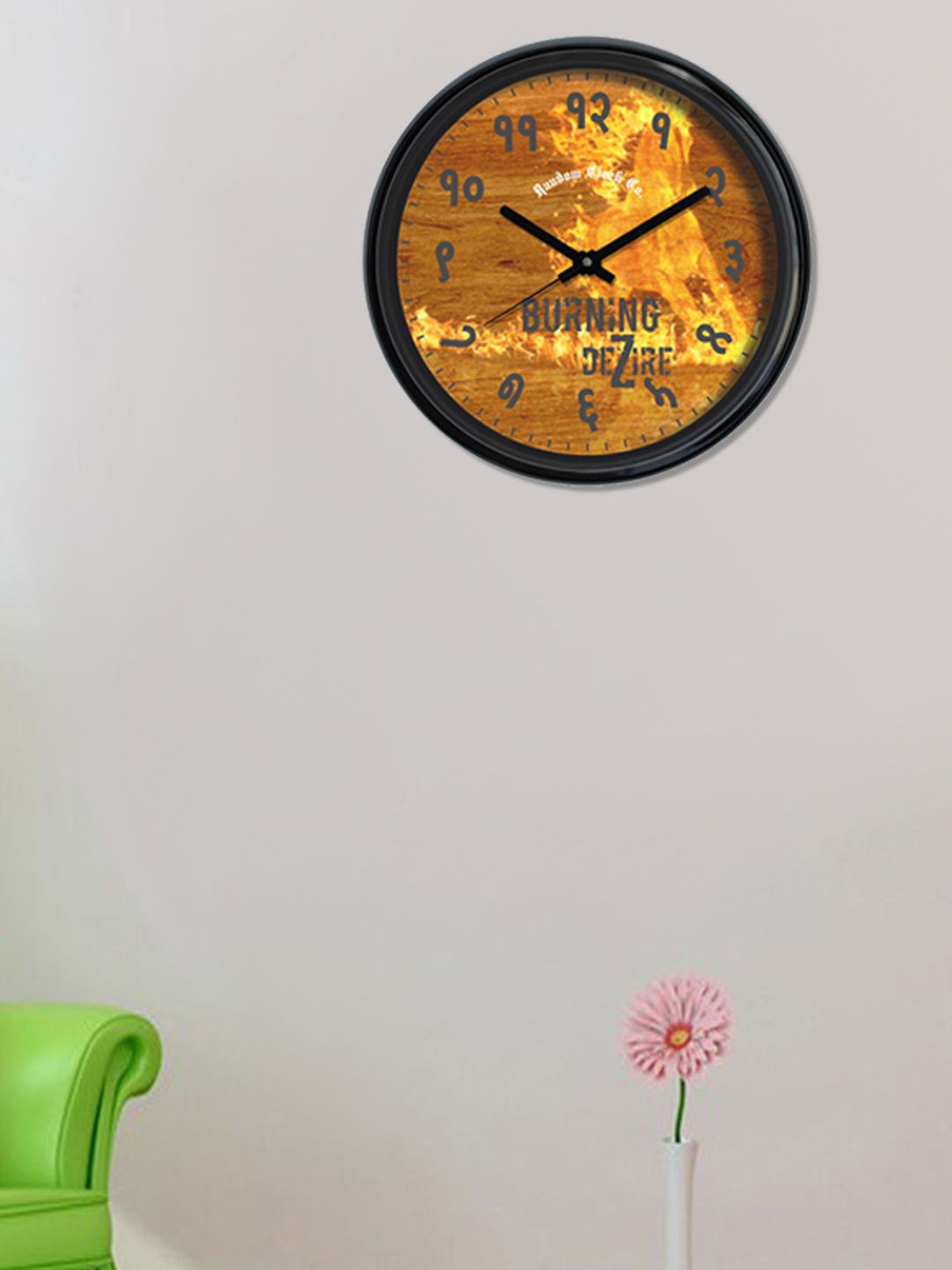 RANDOM Orange Round Printed Analogue Wall Clock Price in India
