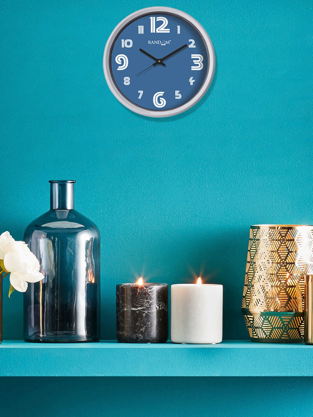 RANDOM Blue Round Solid Analogue Wall Clock Price in India