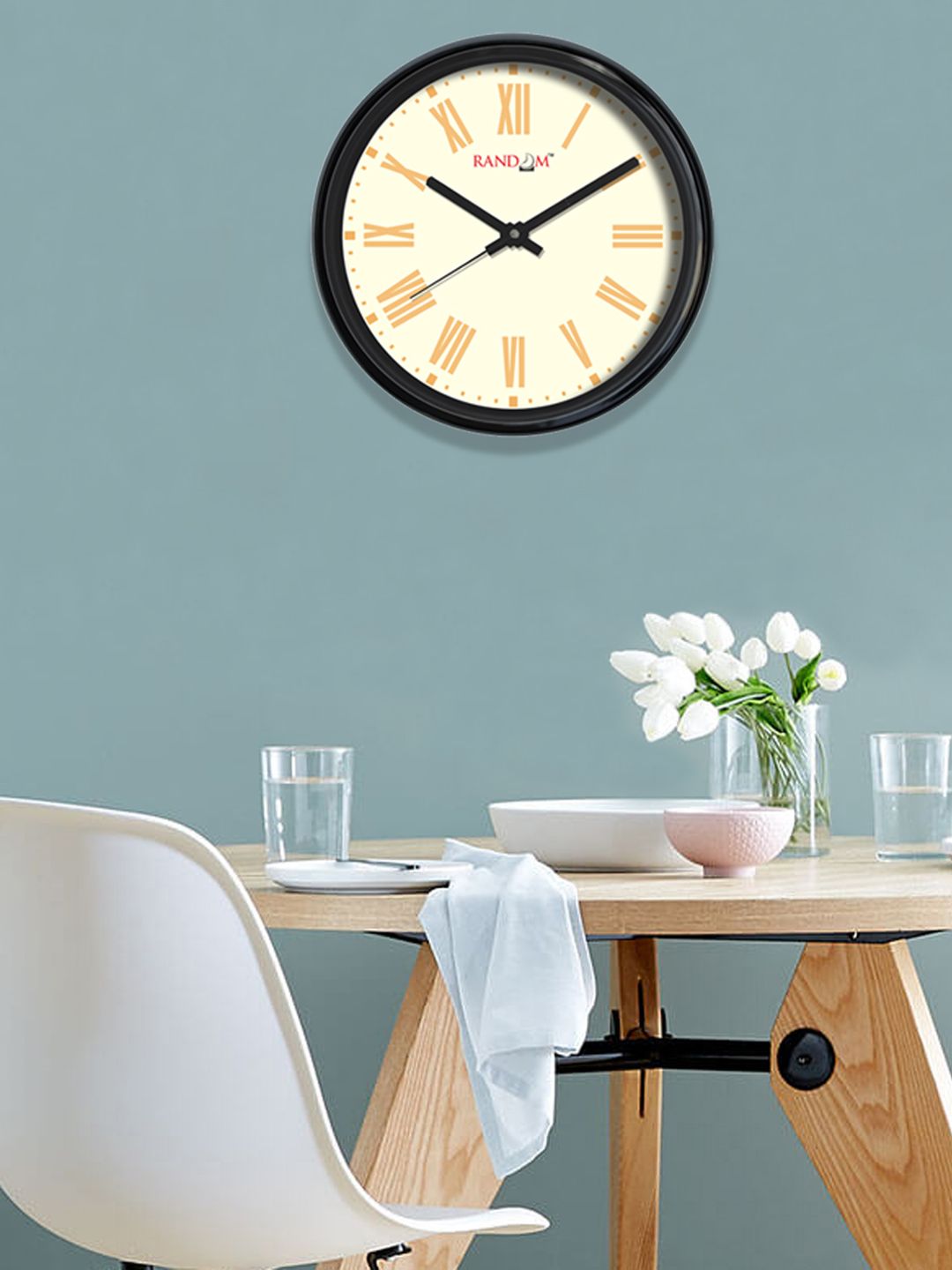 RANDOM Yellow Round Solid Analogue Wall Clock Price in India