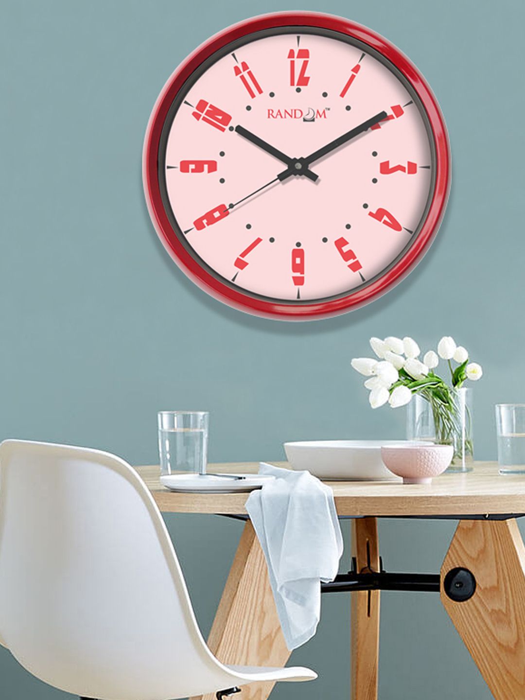 RANDOM Pink Round Solid Analogue Wall Clock Price in India