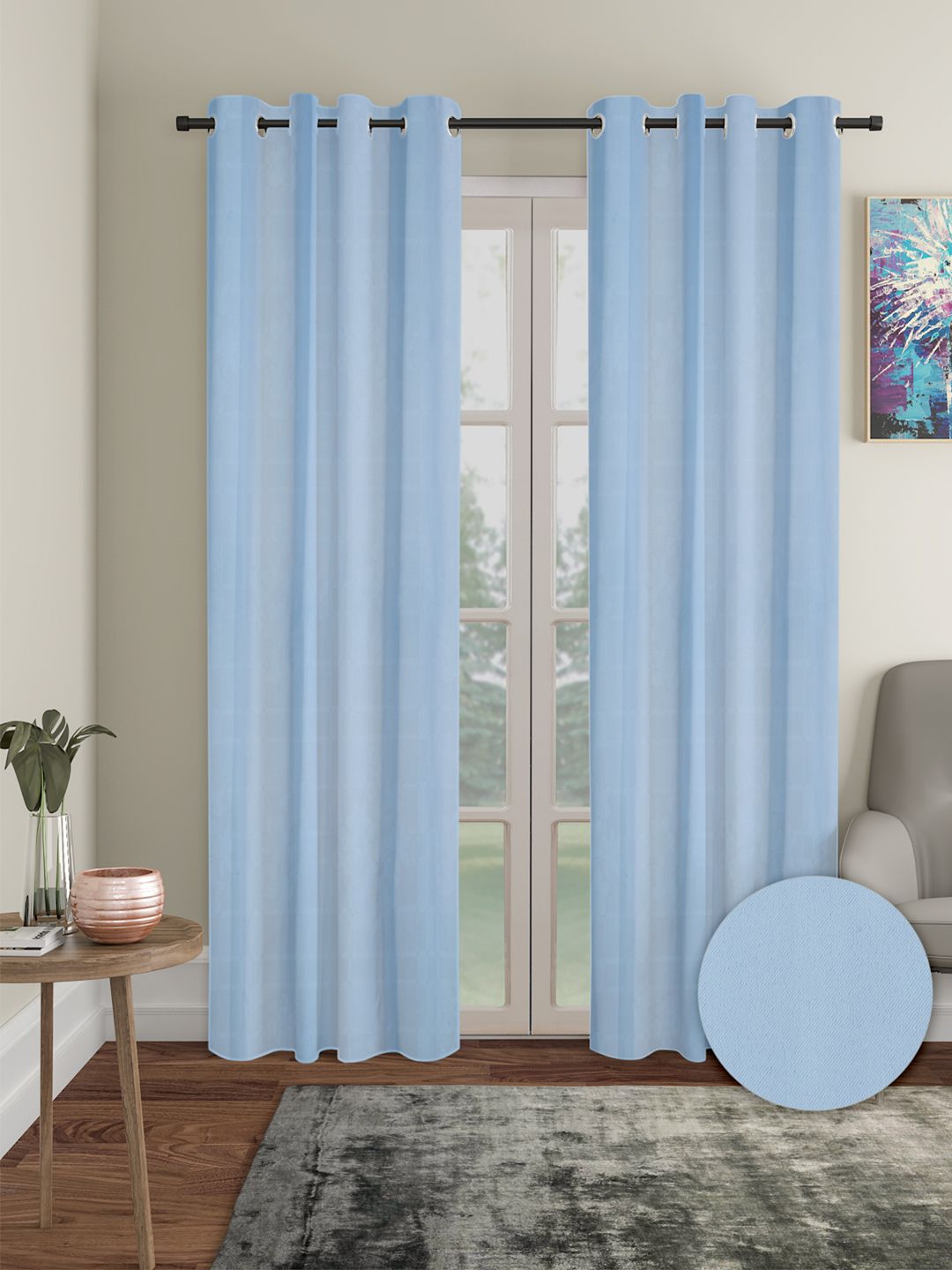 Cortina Cortina Blue 2 Pieces Black Out Door Curtains