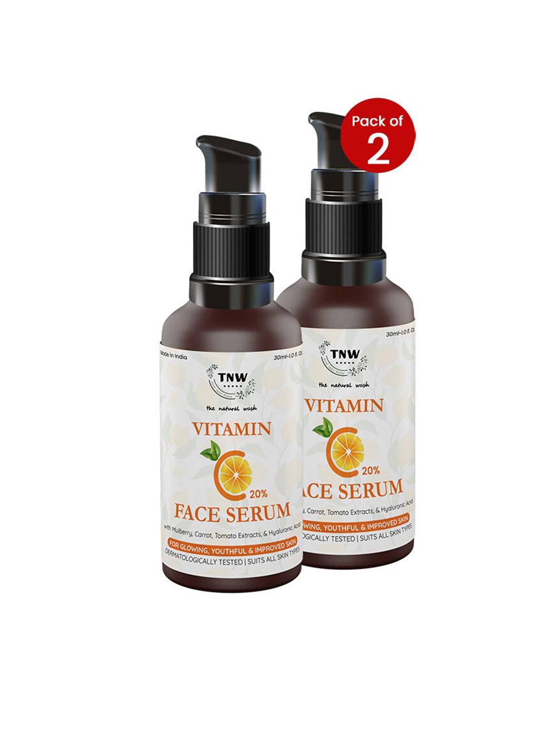 TNW the natural wash Set of 2 Vitamin C Face Serum with Mulberry & Carrot - 30 ml each
