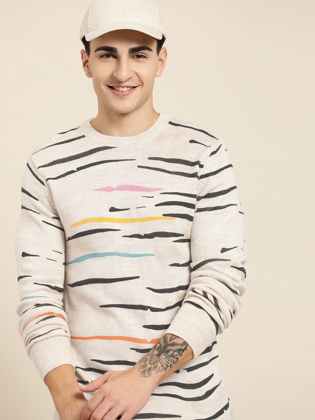 HERE&NOW Pure Acrylic Striped Pullover