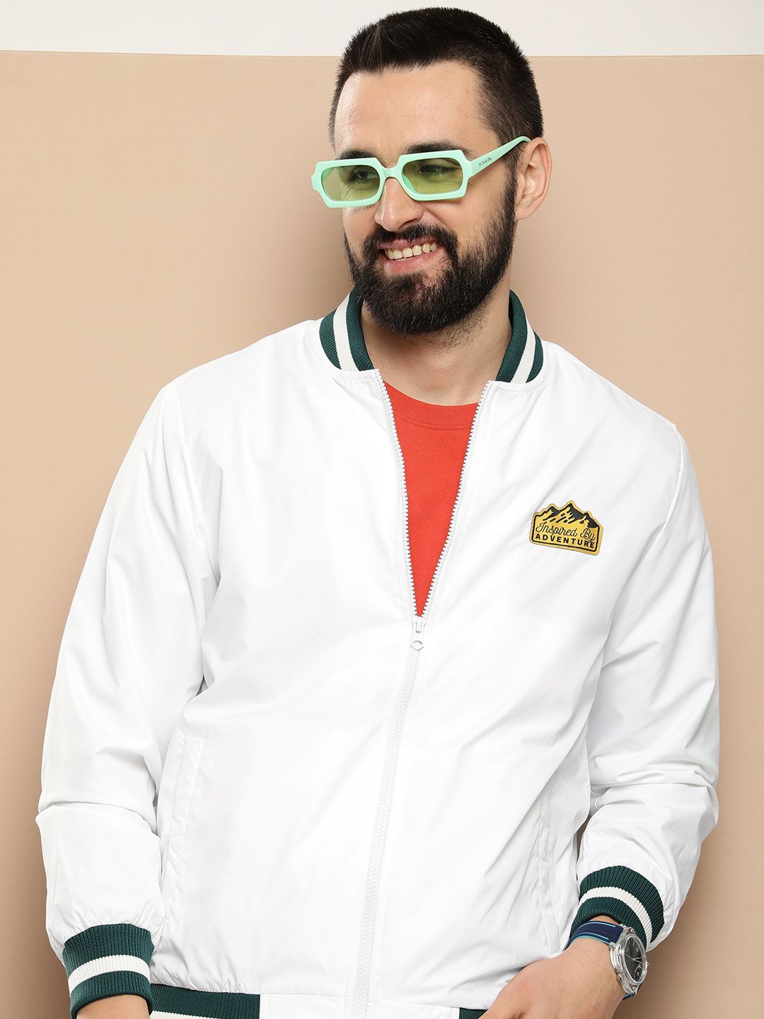 HERE&NOW Solid Mandarin Collar Tailored Jacket