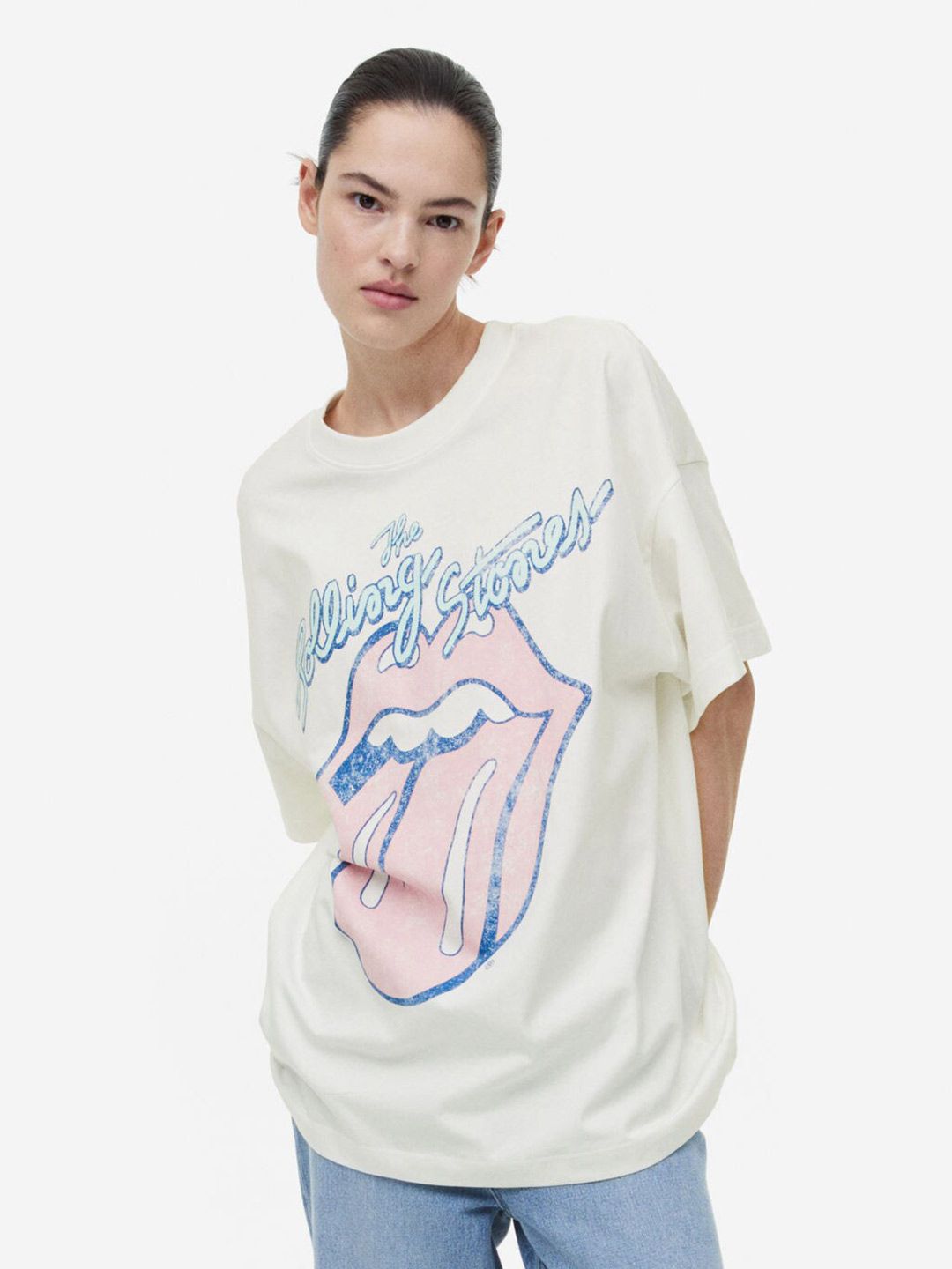 H&M Women Long Printed T-Shirt Price in India