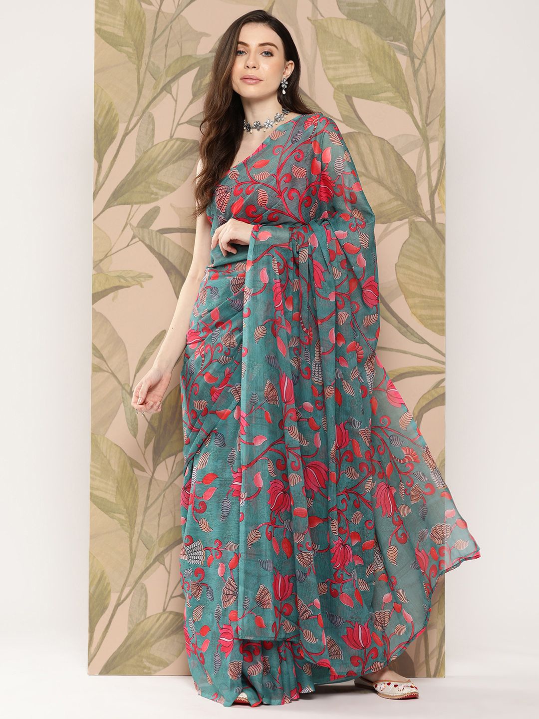 Ahalyaa Floral Poly Chiffon Saree Price in India