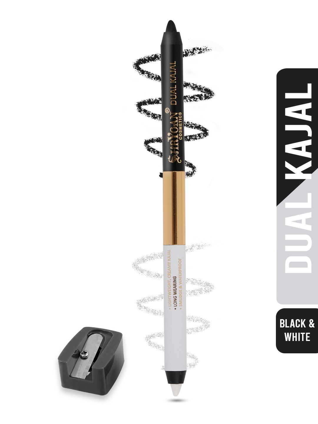 SHRYOAN Dual Kajal With Sharpener - Black & White