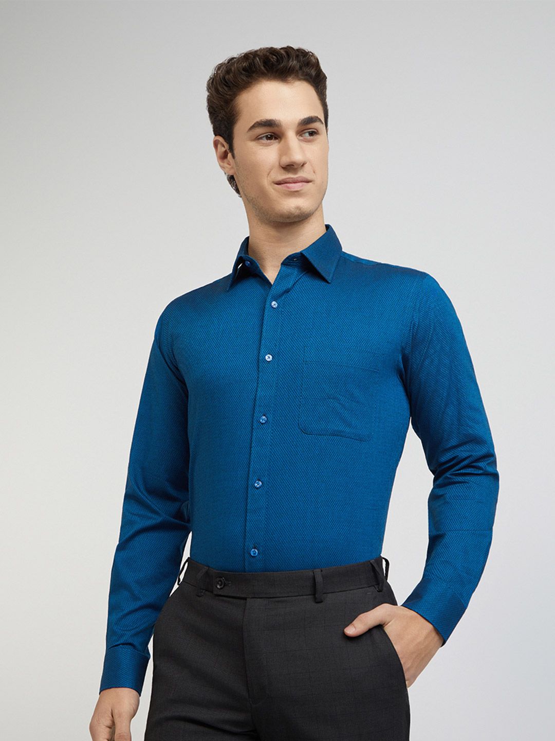 Raymond Men Pure Cotton Slim Fit Opaque Formal Shirt