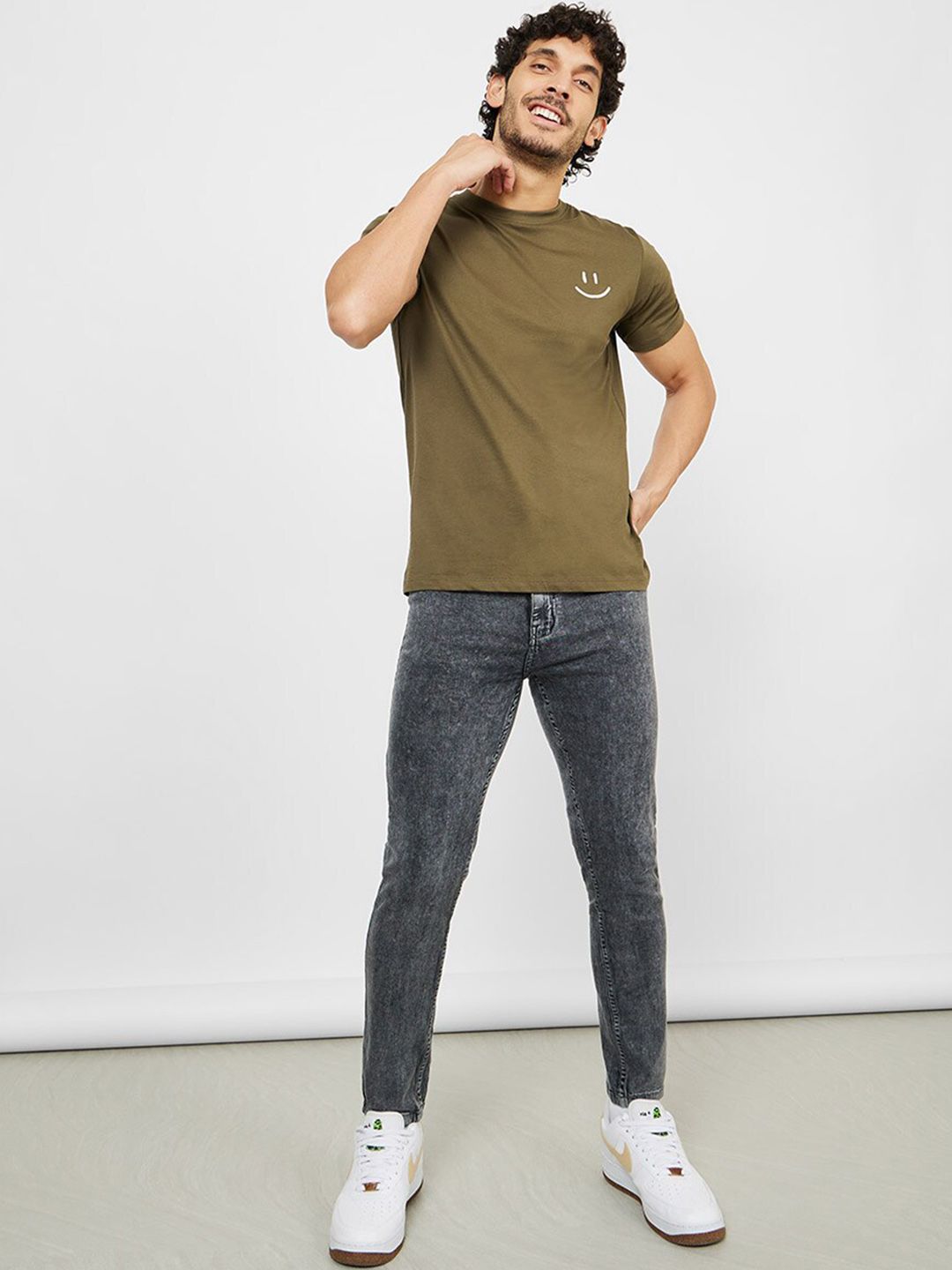 Styli Men Acid Wash Skinny Fit Denim Jeans