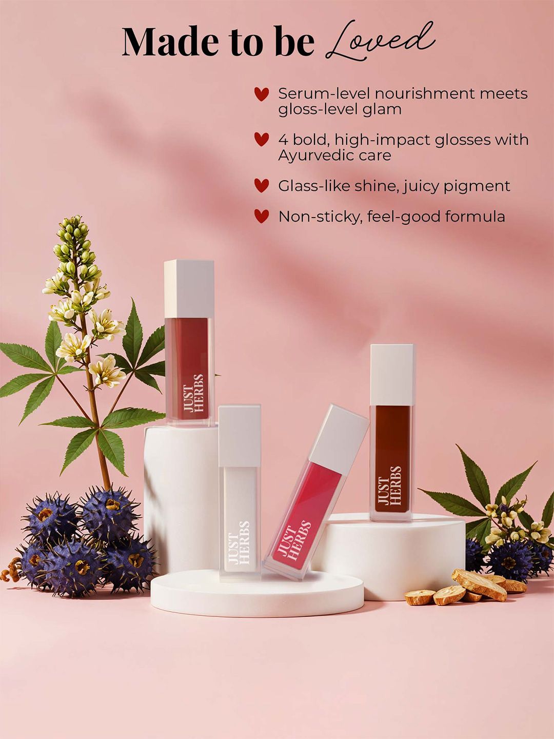 Buy Just Herbs Set Of 4 Smooth & Shiny Serum Infused Lip Glosses