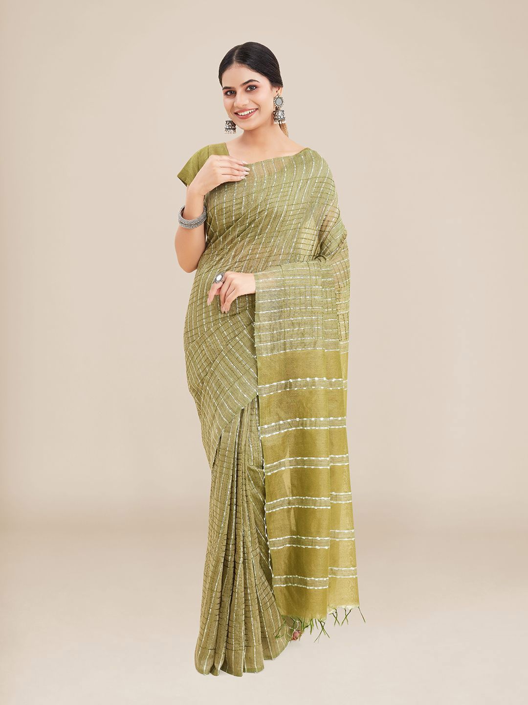 Kalyan Silks Green Woven Design Tussar Saree Price in India