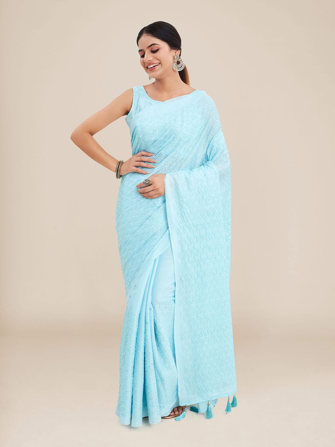 Kalyan Silks Blue Embroidered Saree Price in India