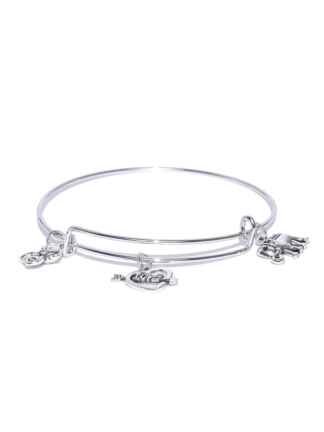 YouBella Oxidised Silver-Toned Charm Bracelet Price in India