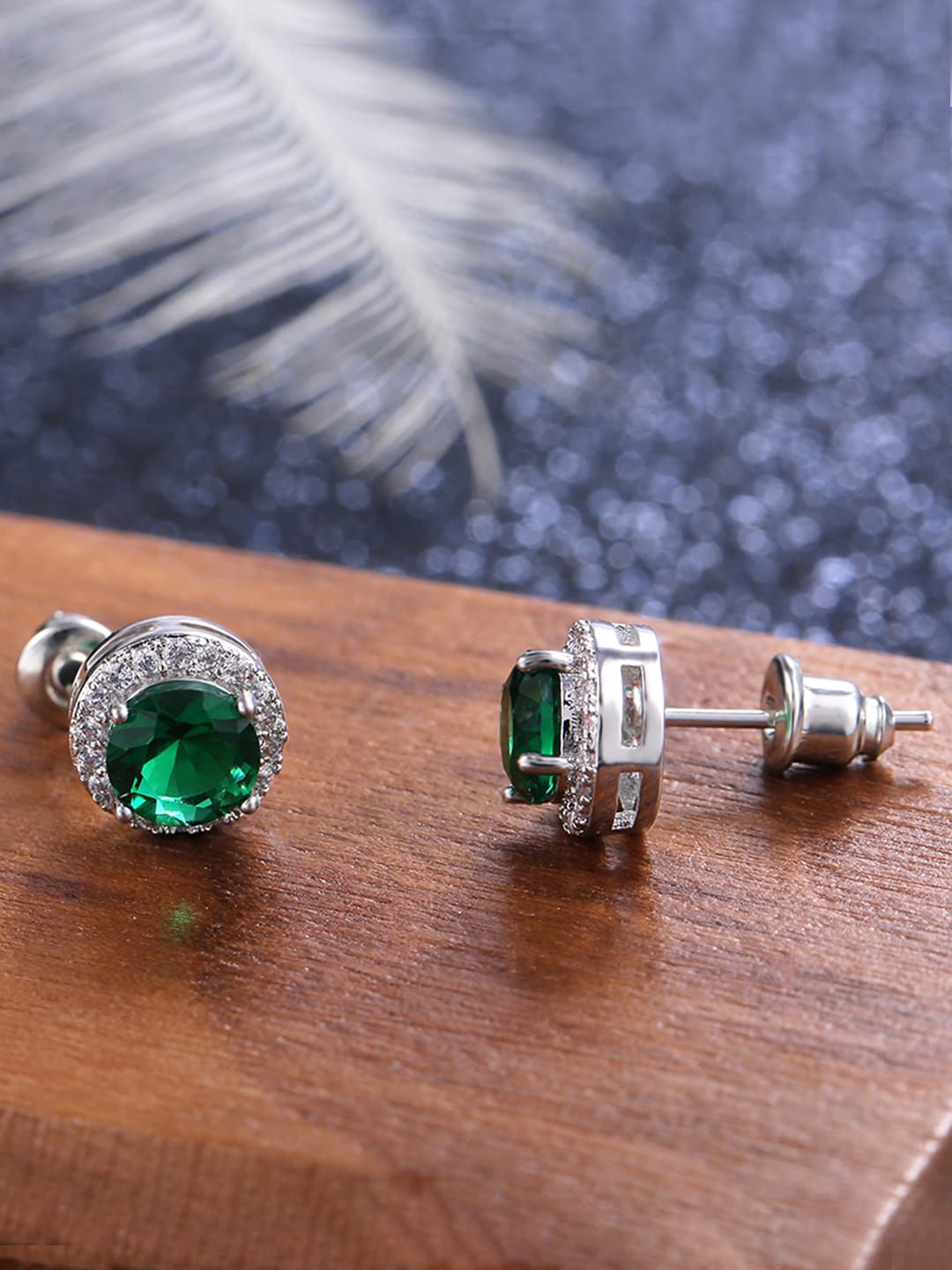 Peora Silver-Plated Contemporary Studs Earrings