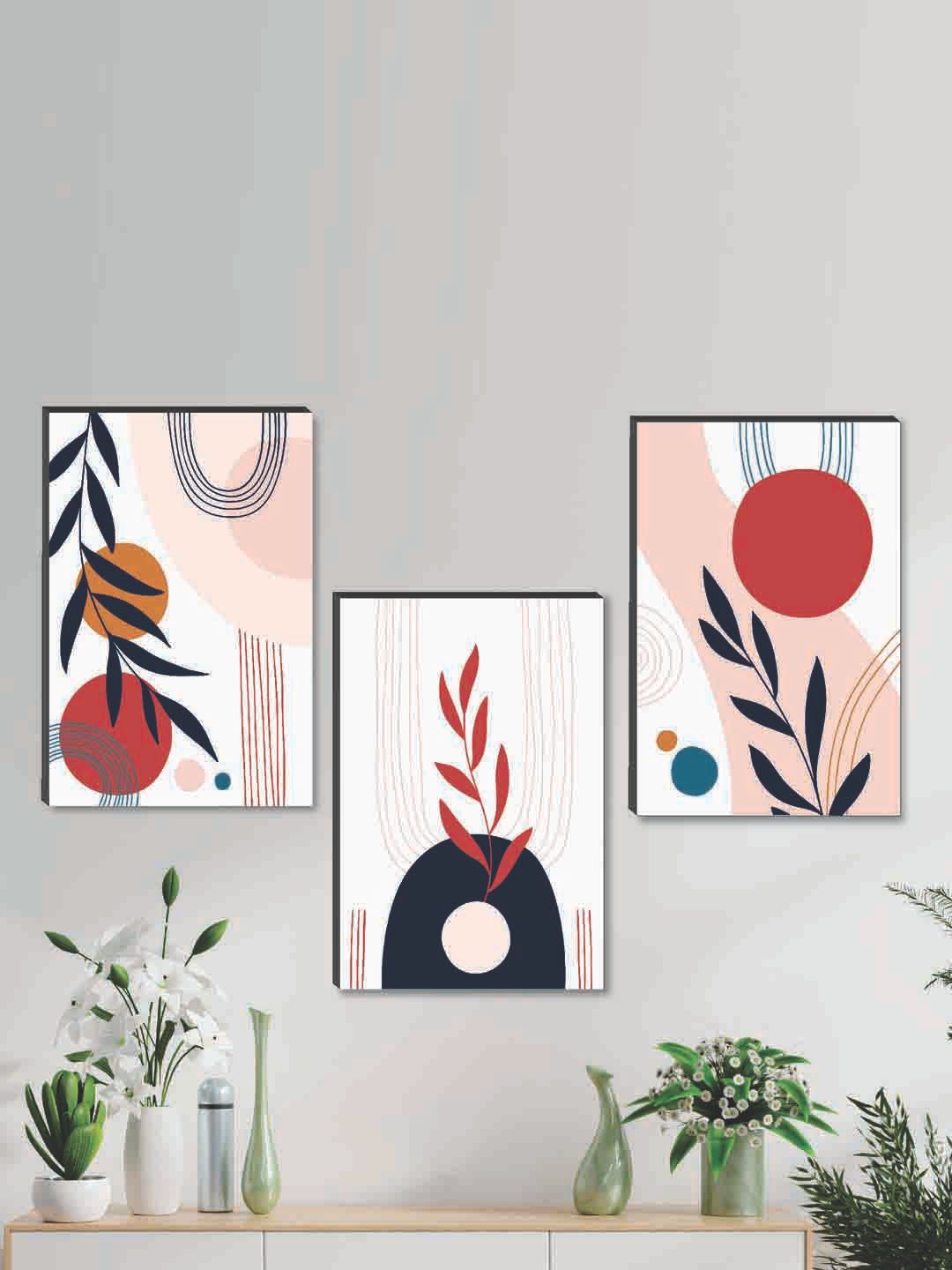SAF SAF Wood 3 Piece Wall Rectangle Paintings Wall Art - 18 x 12 In