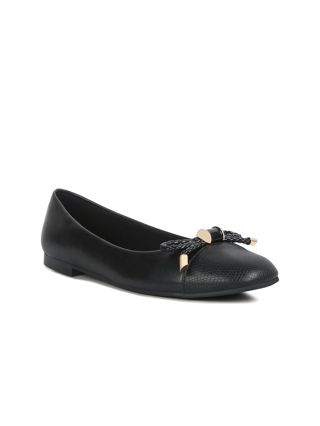 London Rag Textured Bow Embellished Ballerinas