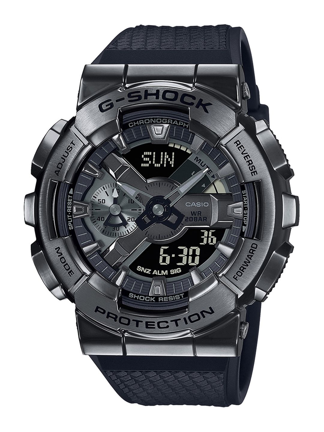 CASIO CASIO Men G-Shock G-Steel GM-110BB-1ADR Black Ana-Digi Dial Black Resin Strap G1370