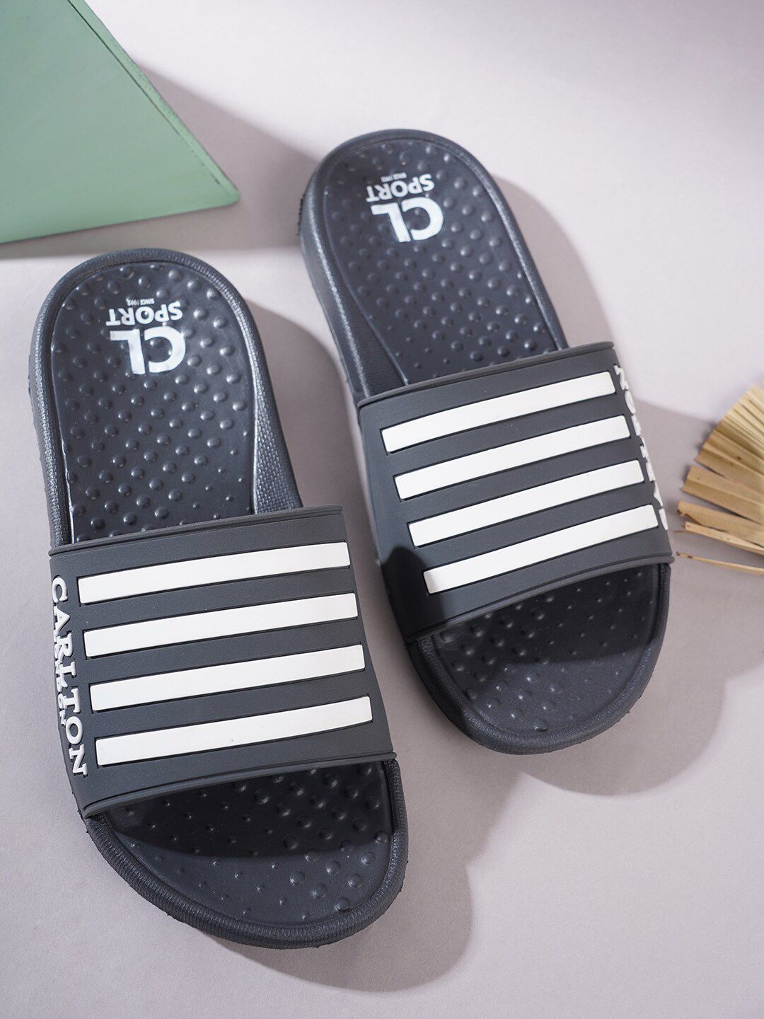Carlton London sports Men Striped Sliders