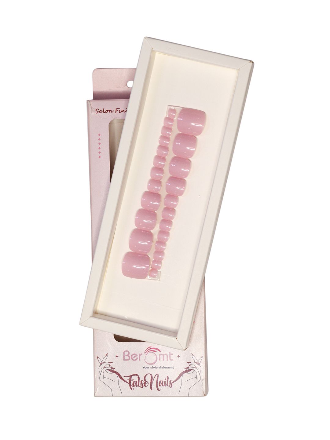 BEROMT 24 Pcs Long-Lasting Reusable Salon Finish Press On Toe Nails - Shade 266