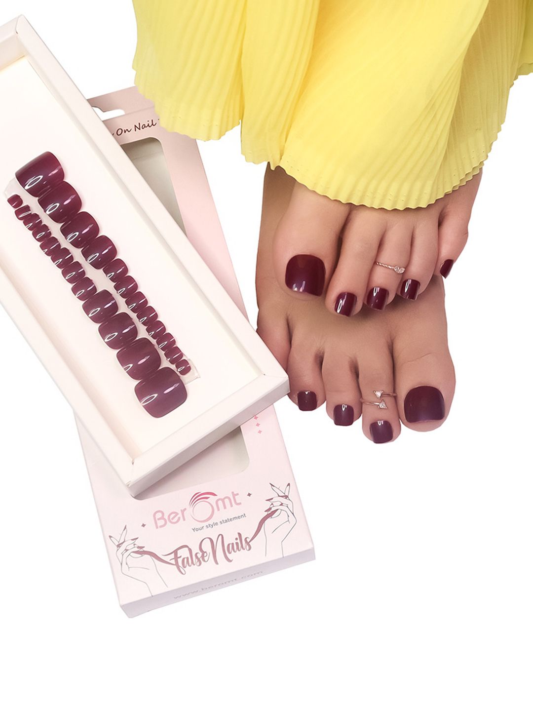 BEROMT 12 Pcs Long-Lasting False Toe Nails with Kit - Shade 263