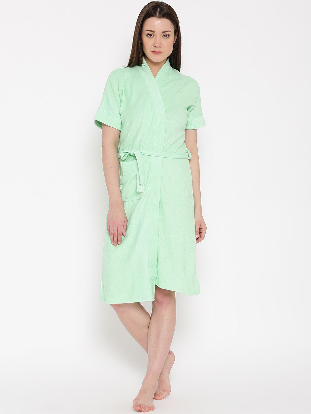 RedRose Green Cotton Soft Bath Robe