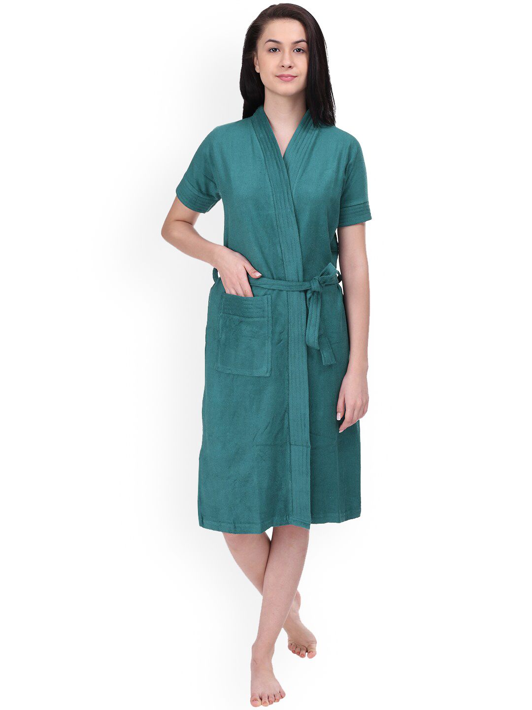 RedRose Teal-Blue Cotton Soft Bath Robe