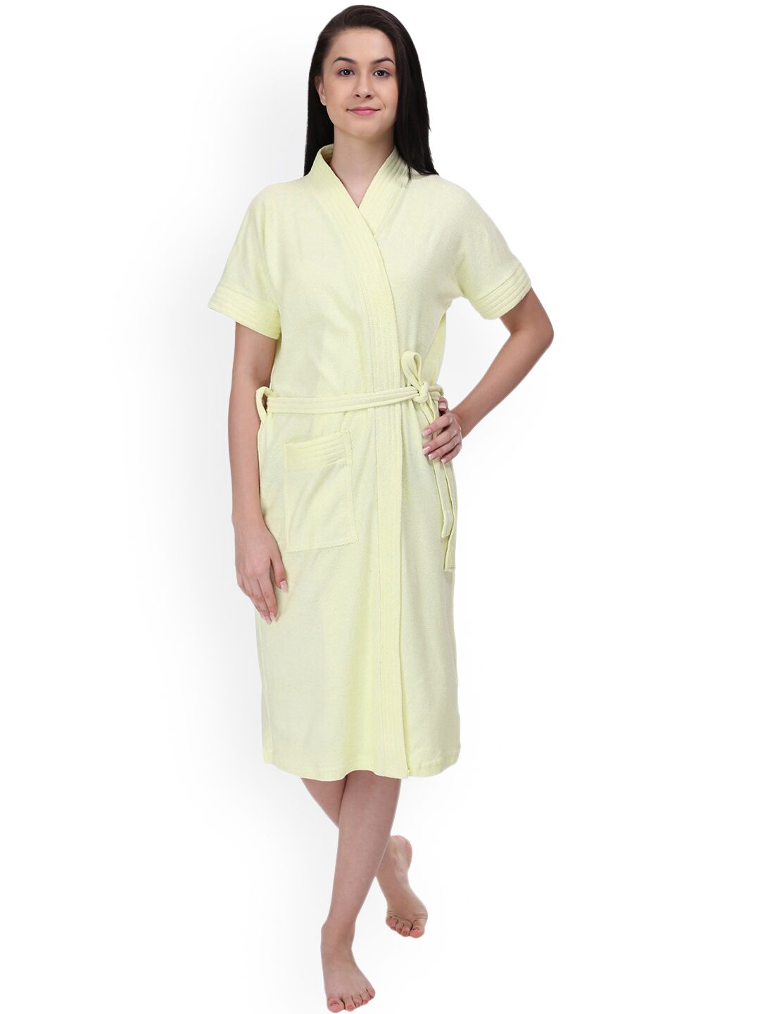 RedRose Yellow Cotton Soft Bath Robe