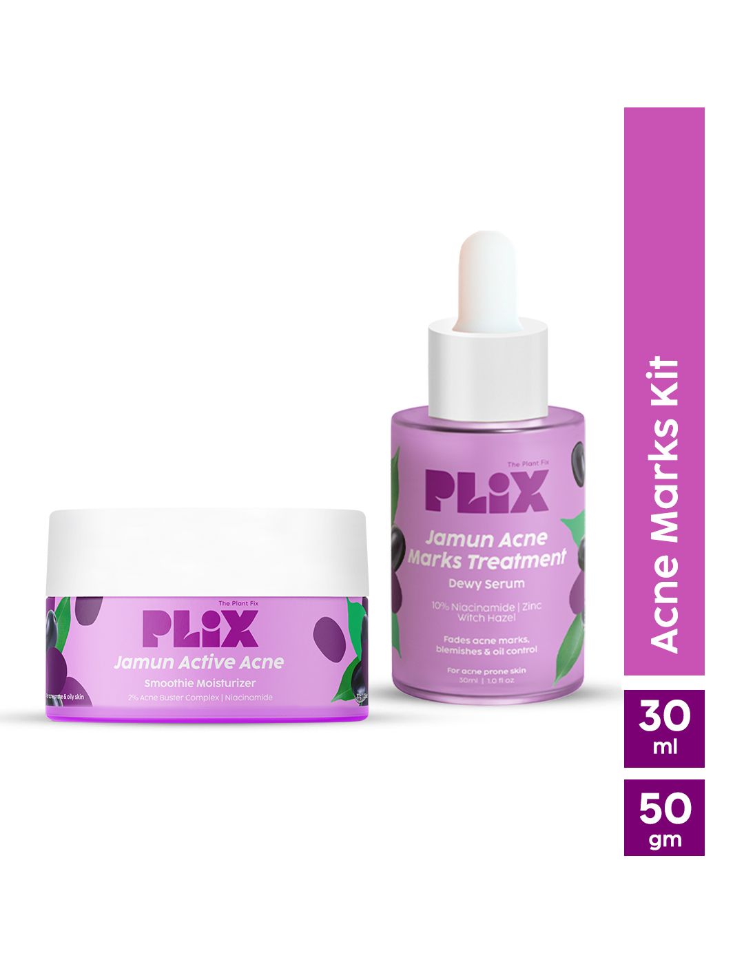 PLIX Jamun Combo | Acne Marks Serum & 72 Hour Hydrating Cream | Fades Acne Scars