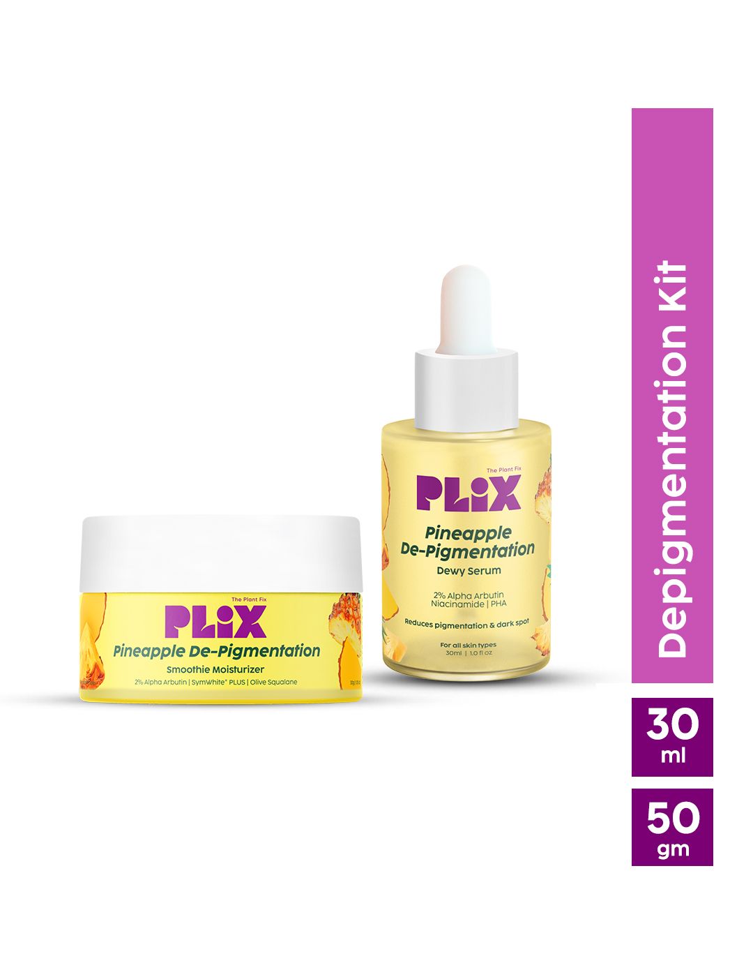 PLIX THE PLANT FIX Set of 2 Pineapple Depigmentation Dewy Serum & Smoothie Moisturizer