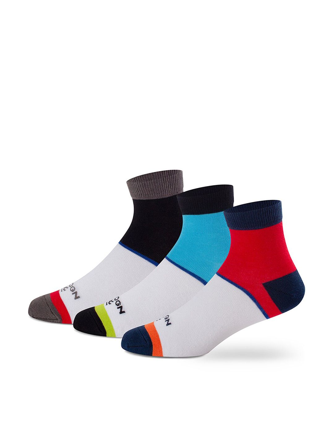 WROGN Men Pack of 3 Colourblocked Ankle-Length Socks