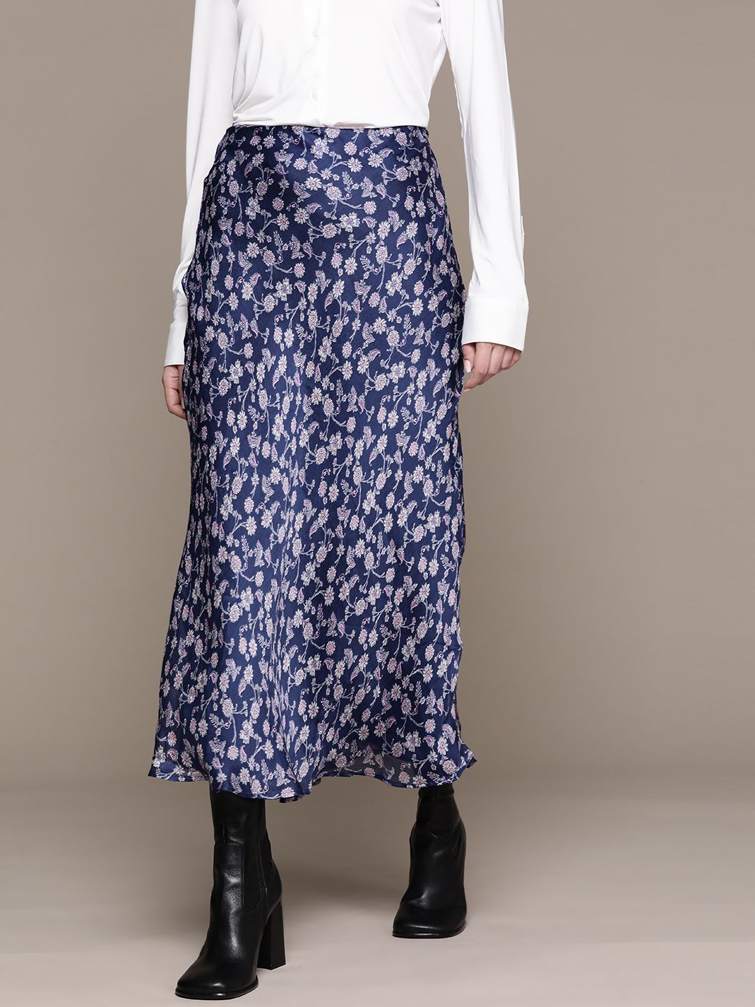 Mango floral midi on sale skirt