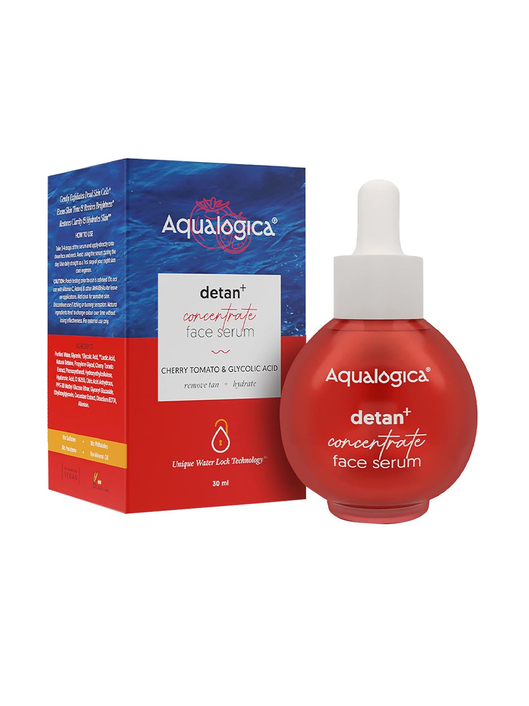 Aqualogica Detan+ Concentrate Face Serum With Cherry Tomato & Glycolic Acid  - 30ml