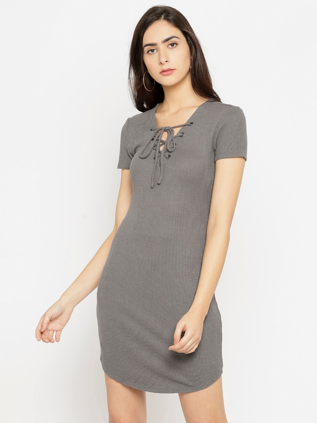 grey bodycon dress forever 21 Bodycon Midi Sweater Dress in Light-grey-swatch main image 1