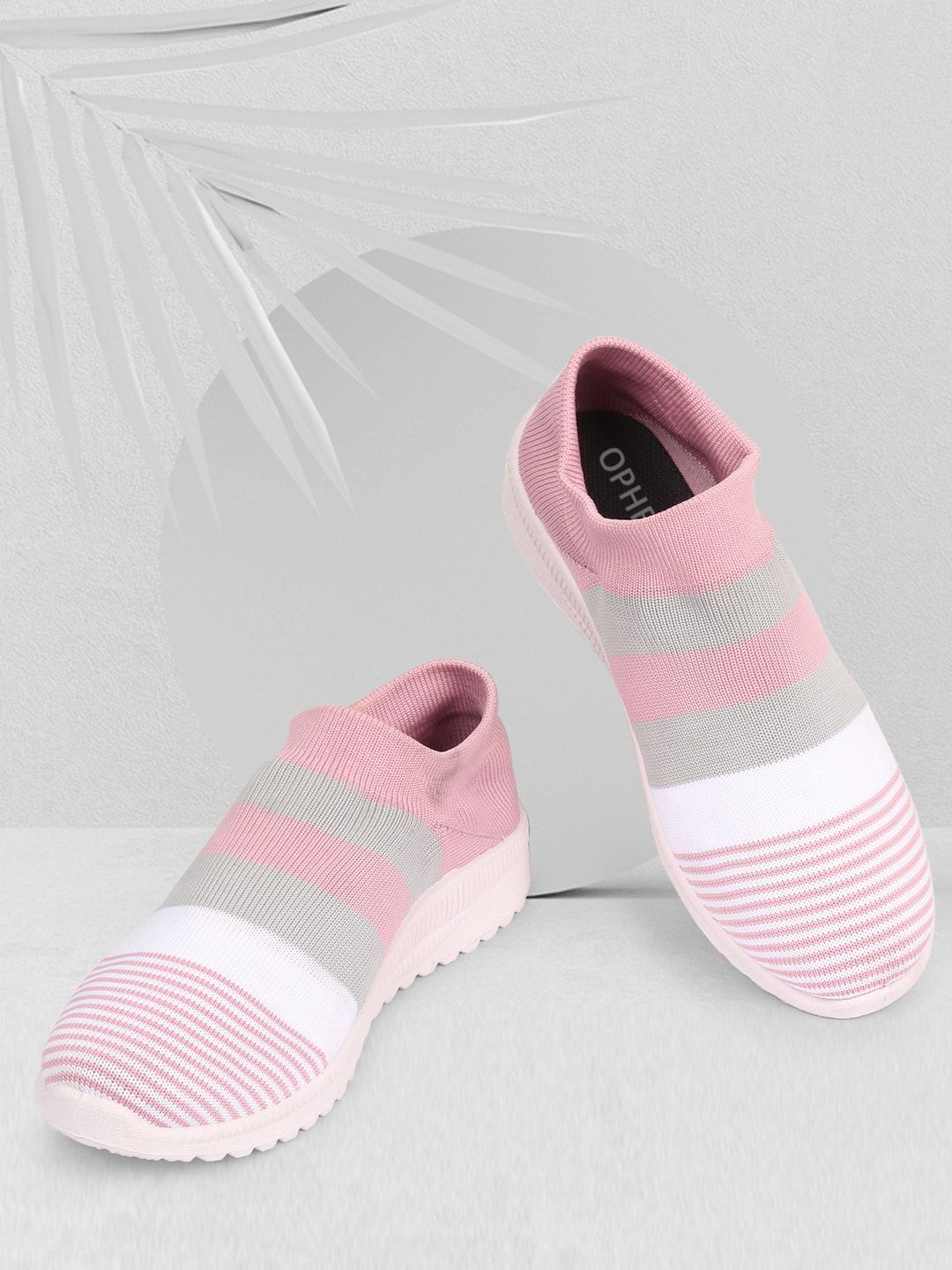 OPHELIA Women Striped Lightweight Comfort Insole Textile Basics Sneakers Price in India