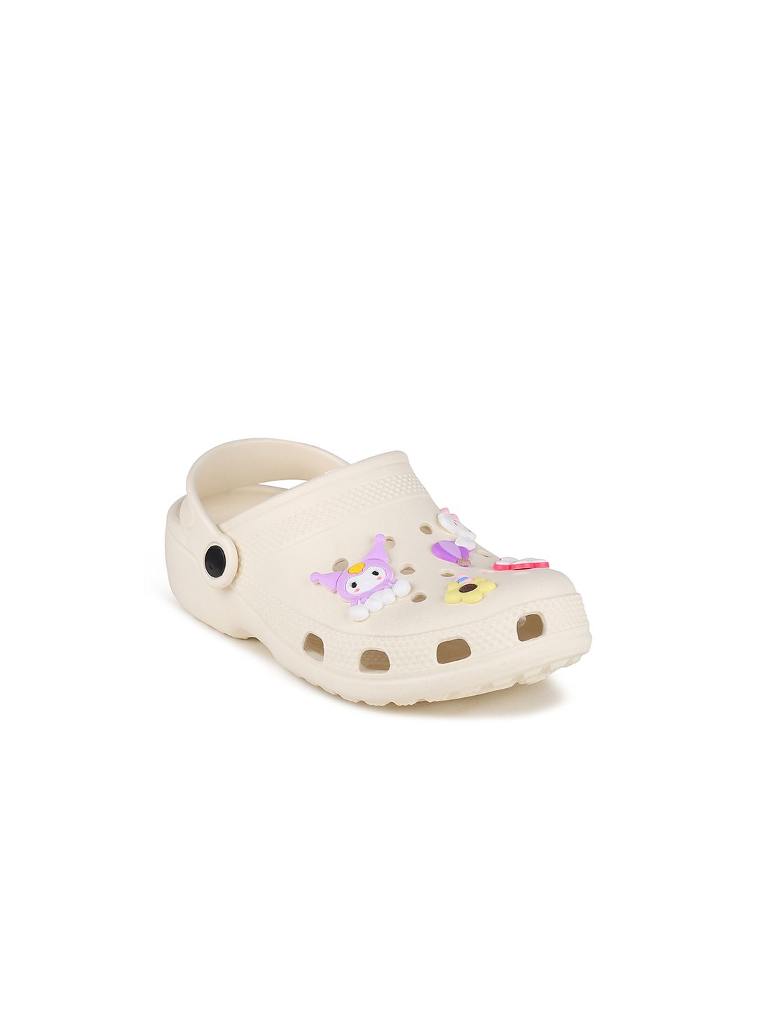 CASSIEY Women Cream-Coloured & Purple Embellished Croslite Clogs