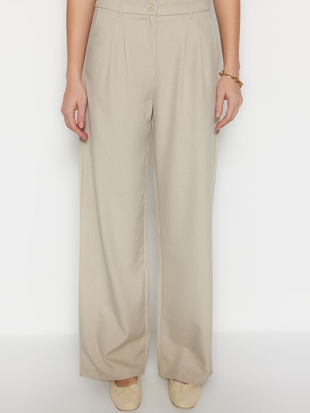 Trendyol Women High-Rise Parallel Trousers Price in India