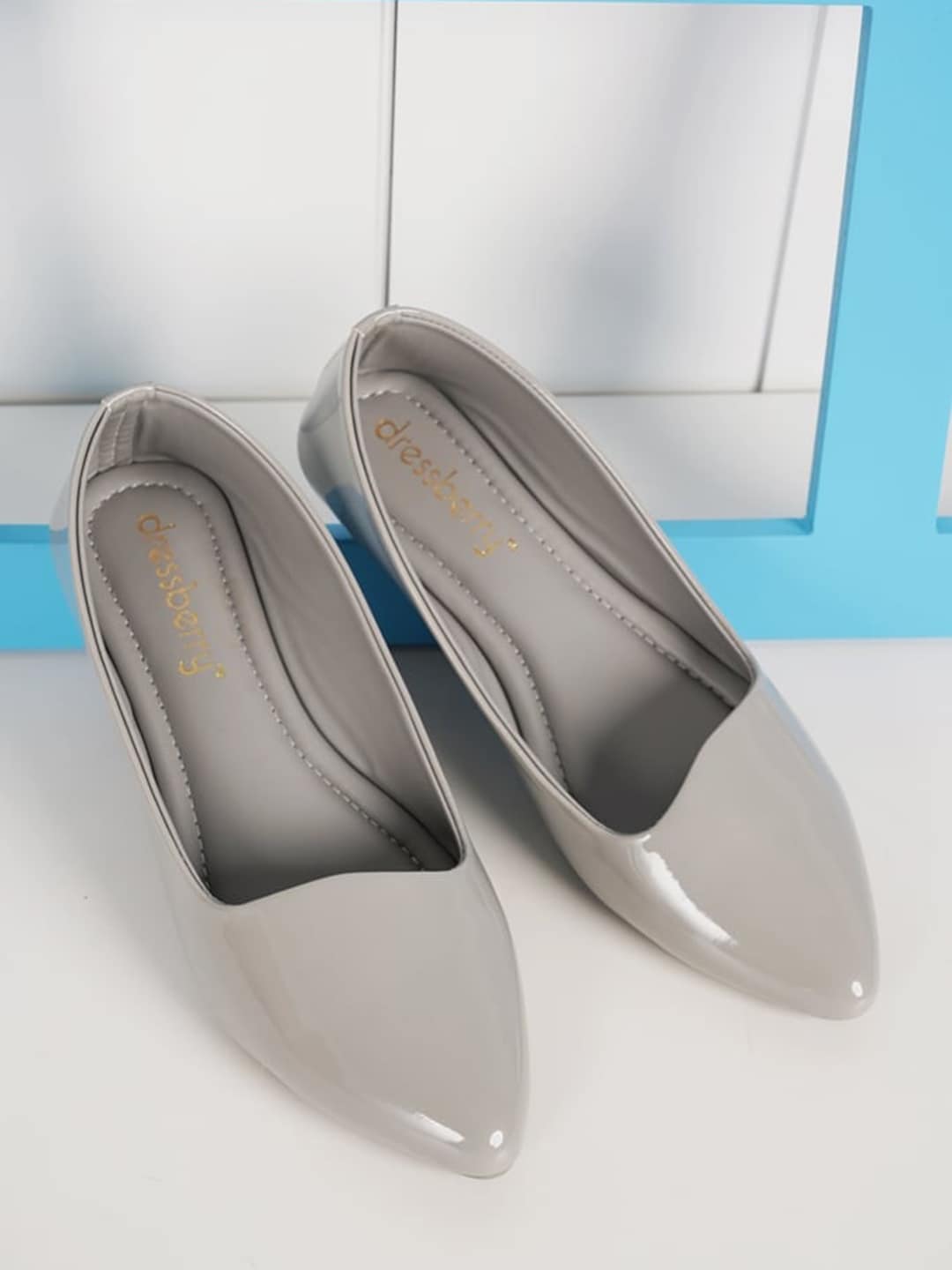 DressBerry Grey Pointed Toe Ballerinas Price in India