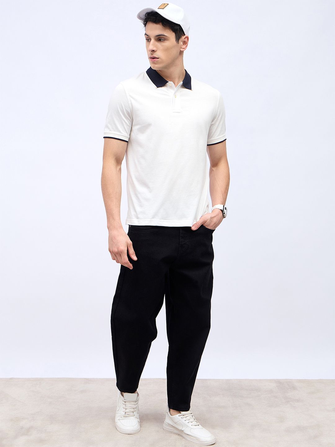 Styli Men Black Solid Balloon Fit Jeans with Pockets