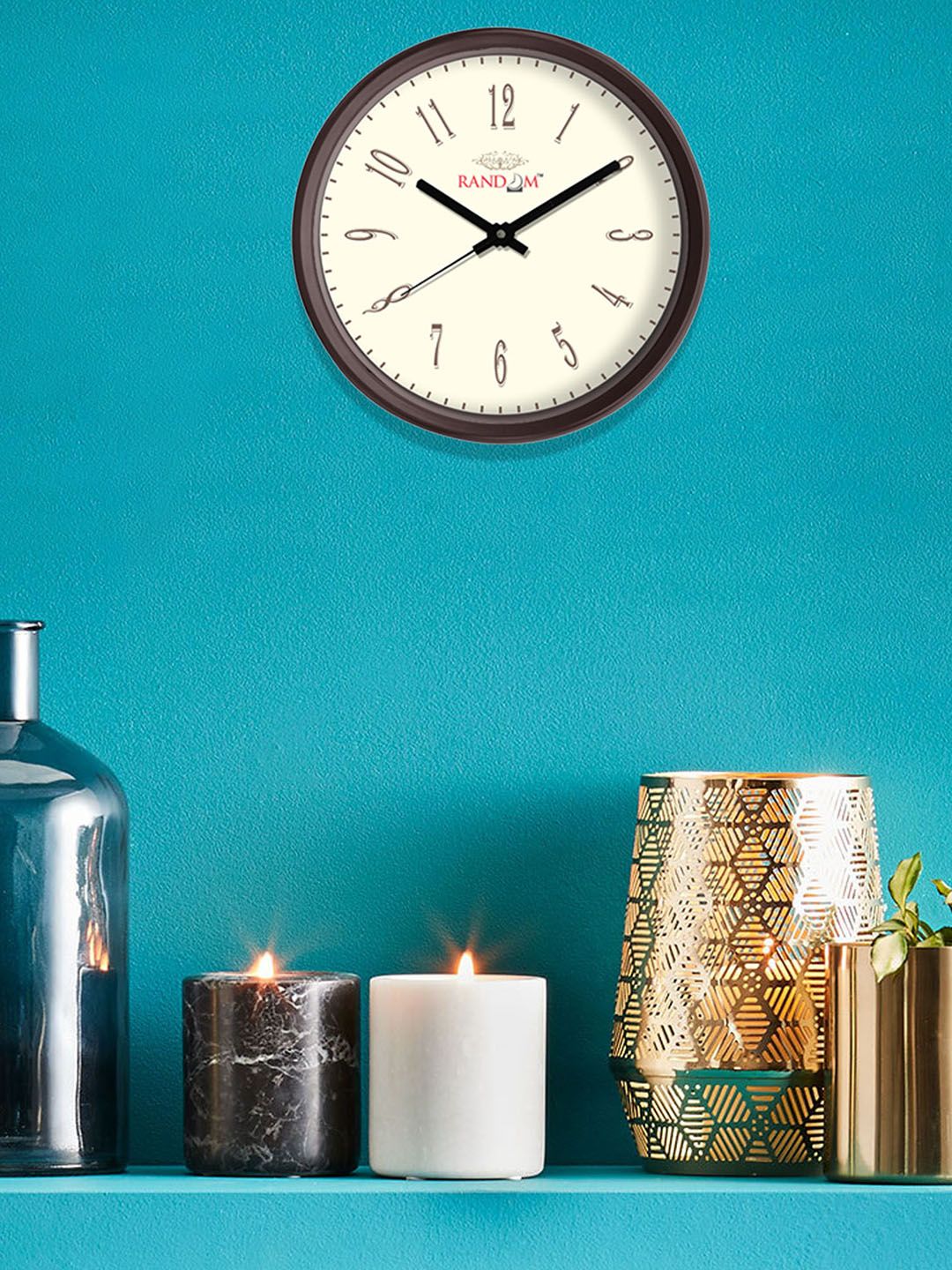 RANDOM Off-White Handcrafted Round Textured Analogue Wall Clock Price in India