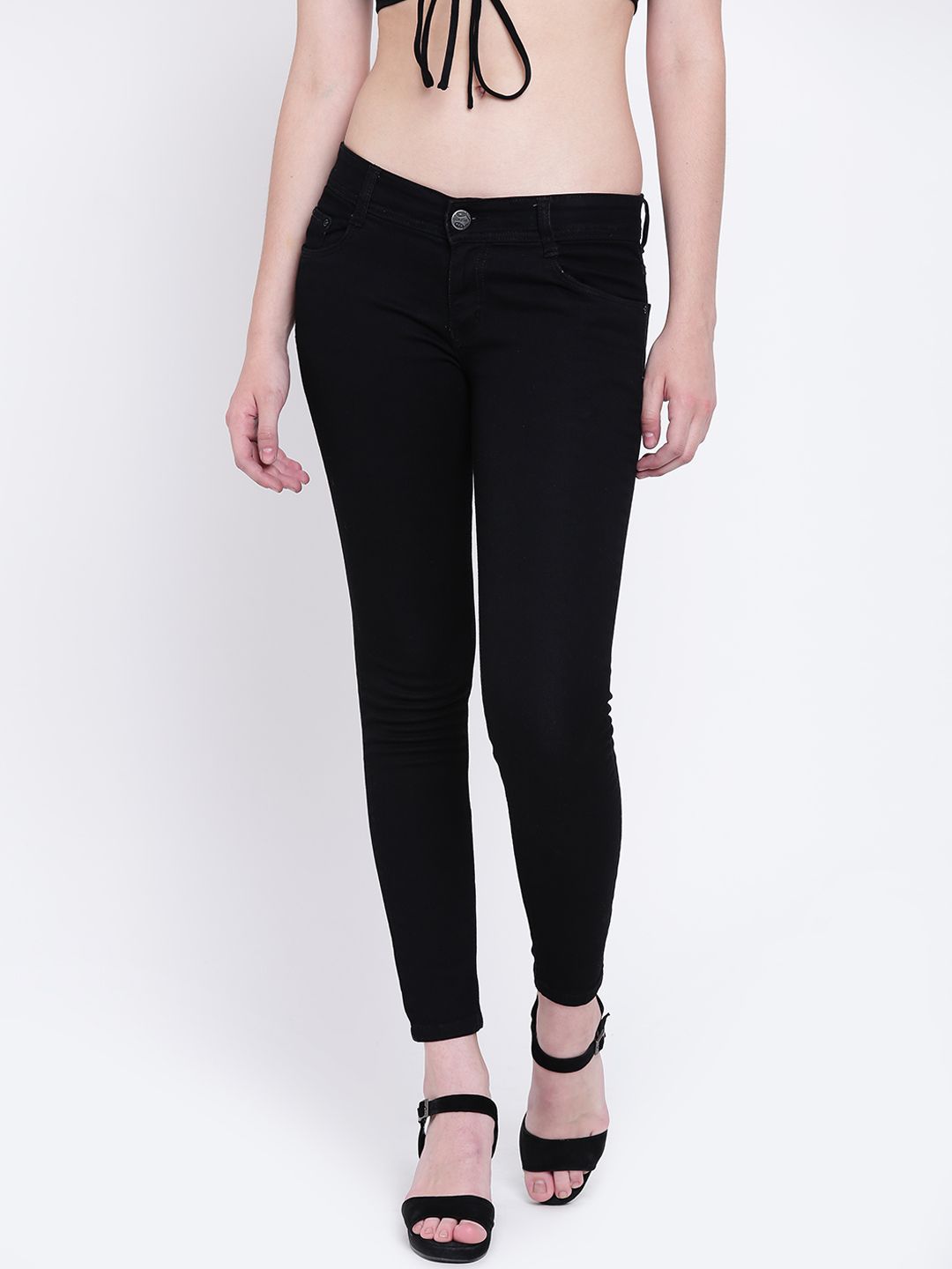 High Star Women Black Slim Fit Mid-Rise Clean Look Stretchable Jeans Price in India