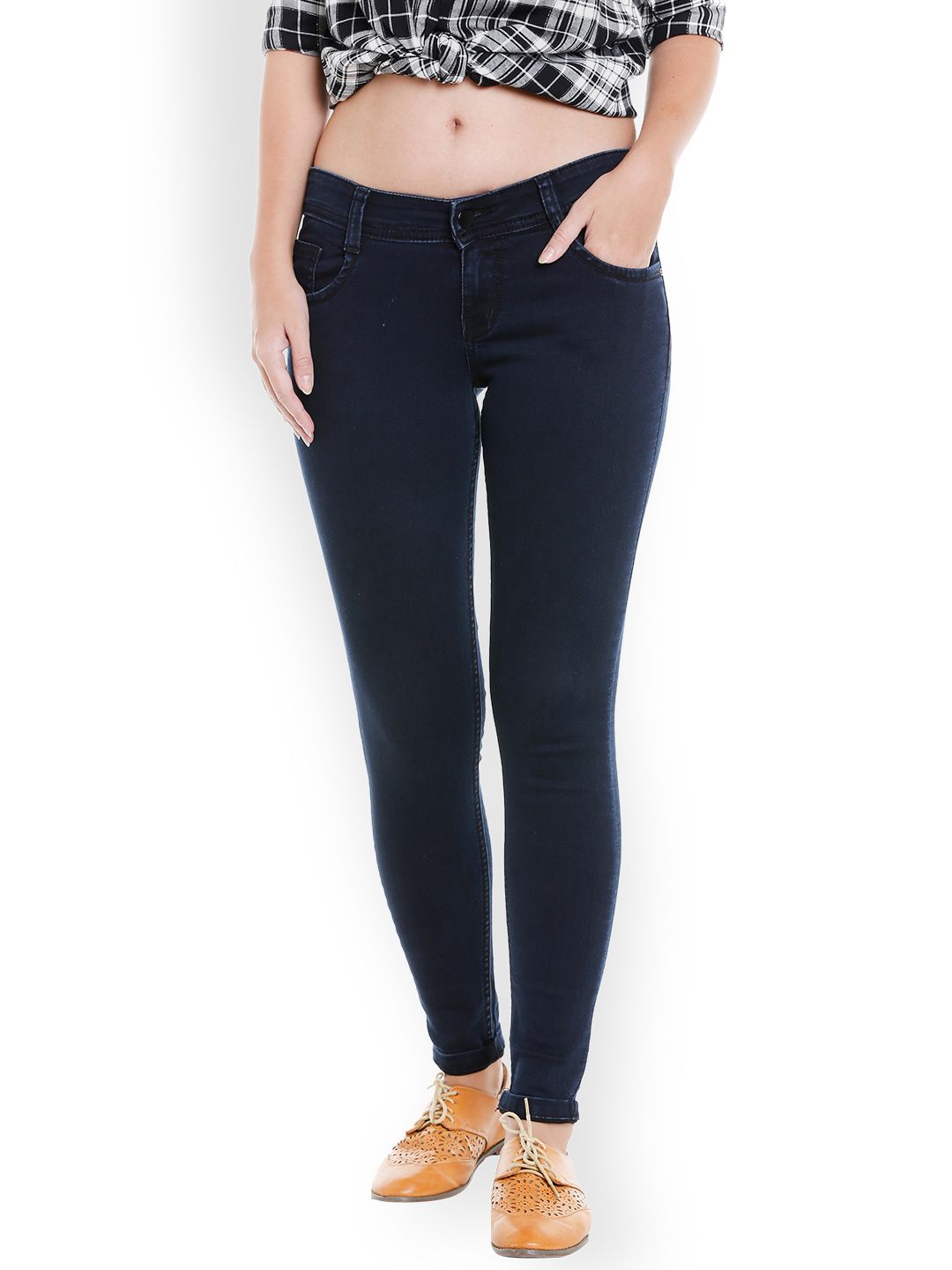 High Star Women Blue Slim Fit Mid-Rise Clean Look Stretchable Jeans Price in India