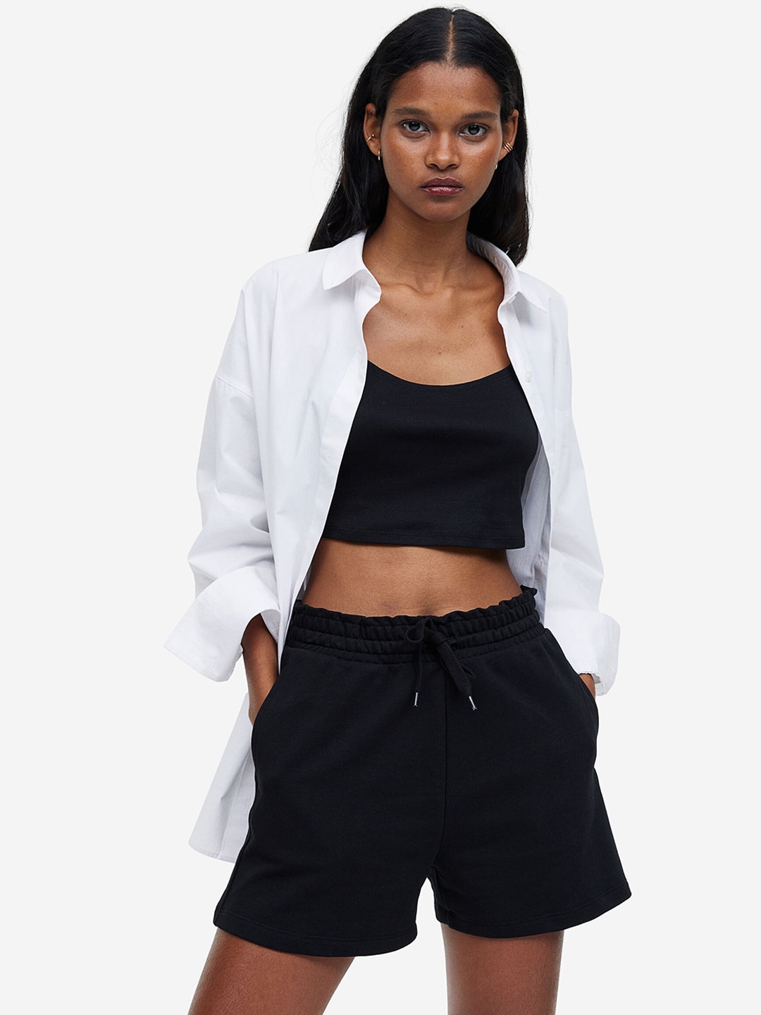 H&M Women Paper Bag Sweatshirt Shorts Price in India